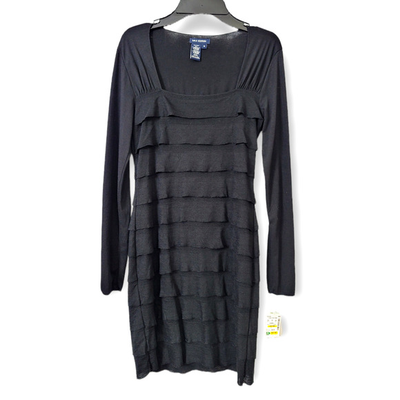 Max Edition Dresses & Skirts - NWT Max Edition Black Long Sleeve Ruffle Midi Dress Size M